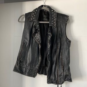 AllSaints leather studded vest